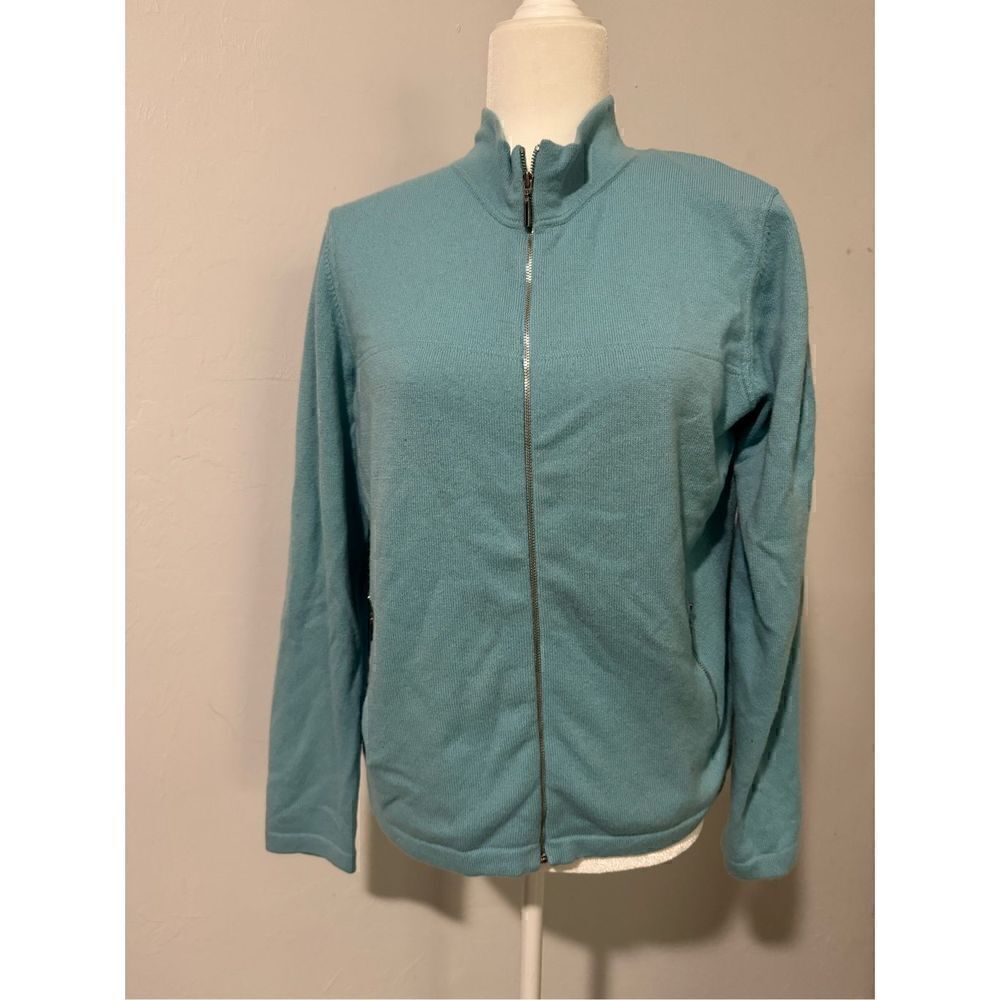 Sake fifth Ave cashmere turquoise XL zipper front
